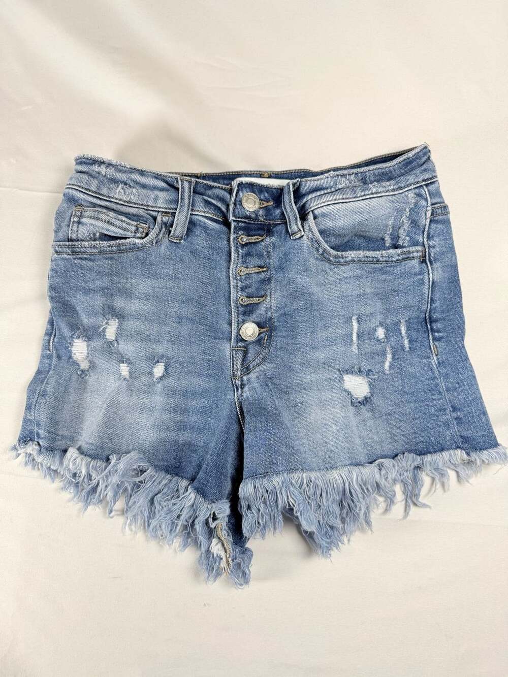 Y2K Festival Vervet Los Angeles Button Fly Distressed Denim Shorts